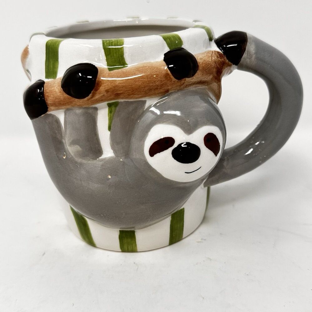 Pfaltzgraff 3D Sloth Ceramic Coffee Mug 16 oz Figural Shaped Novelty Tea Cup